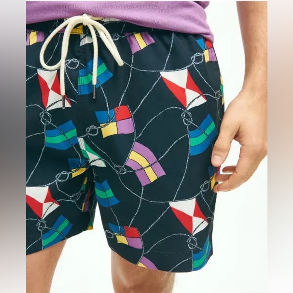 Brooks Brothers Men’s Montauk Print Swim Trunks Size XL